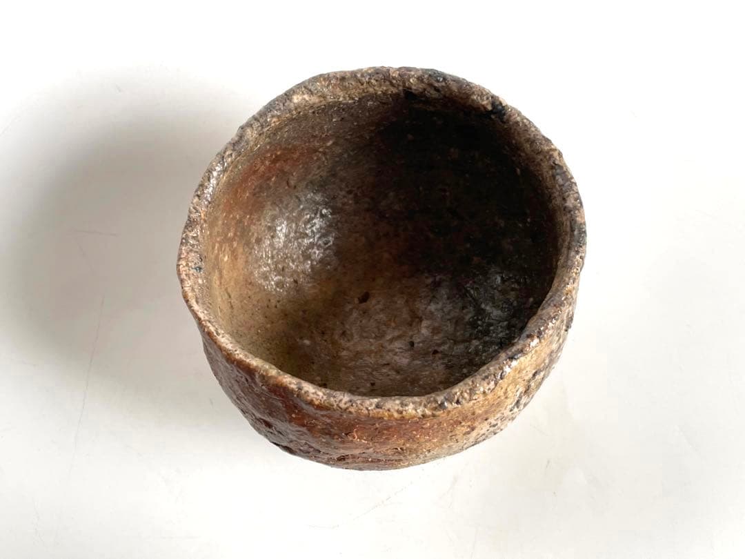 陶芸家　中村梅山　茶碗　抹茶碗　加賀　石川県　素焼き　手捻り　共箱