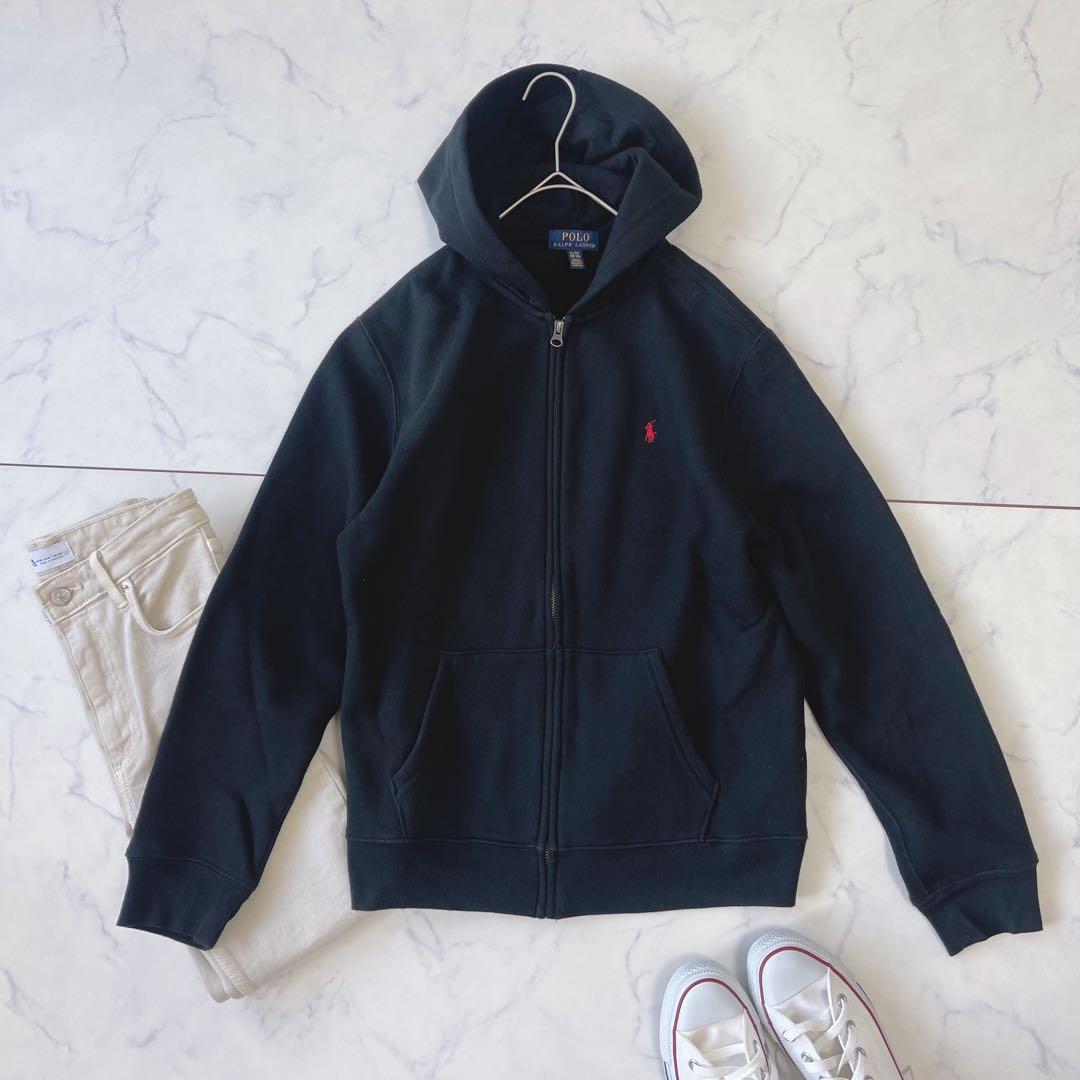 初心者【美品】ポロラルフローレン ジップアップ パーカー ポニー刺繍裏起毛