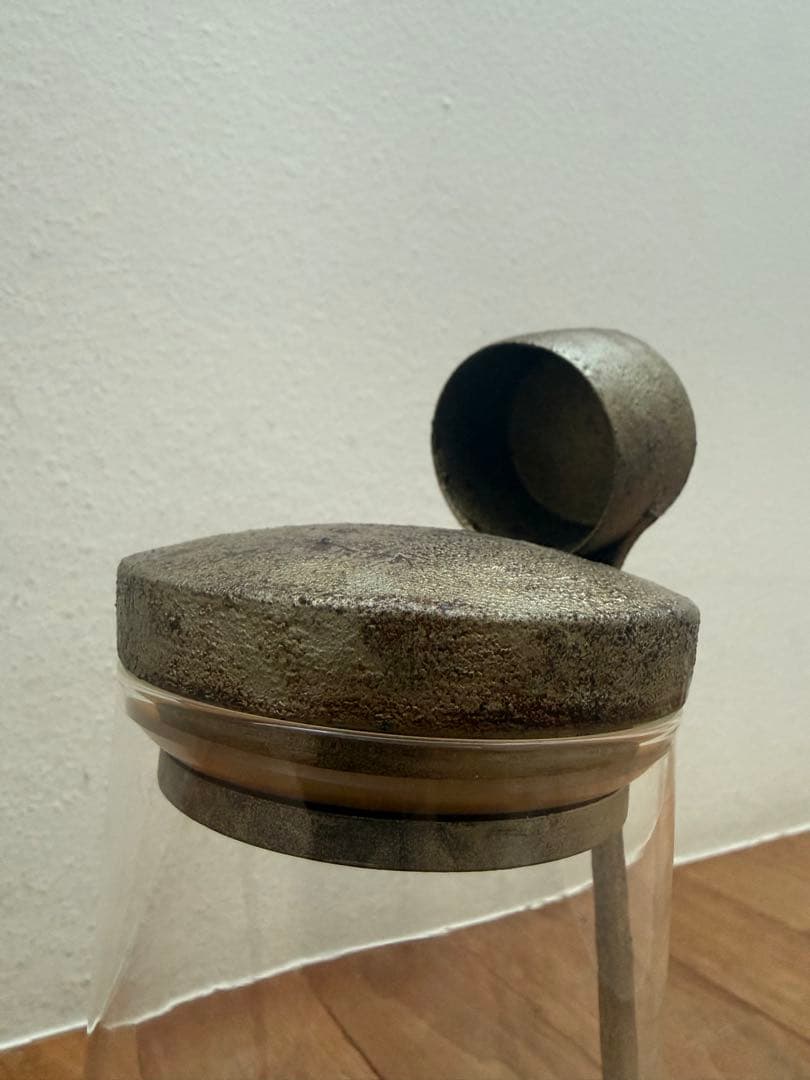 【希少】【蒔地漆 濃錫錆仕上げ】田澤祐介 コーヒキャニスター（Ｌ）＋珈琲杓