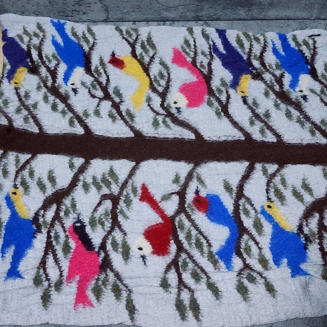 キャピタル KAPITAL 縮絨ウールマフラー ロング BIRD TREE