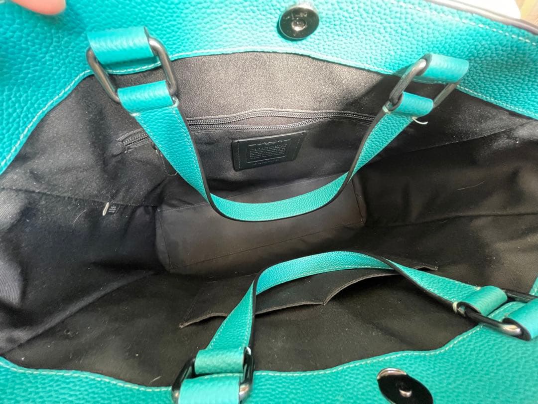 COACH コーチ ターコイズ レザートートバッグ