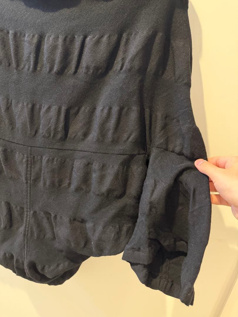 Y's ブラック ケープコート フード付き