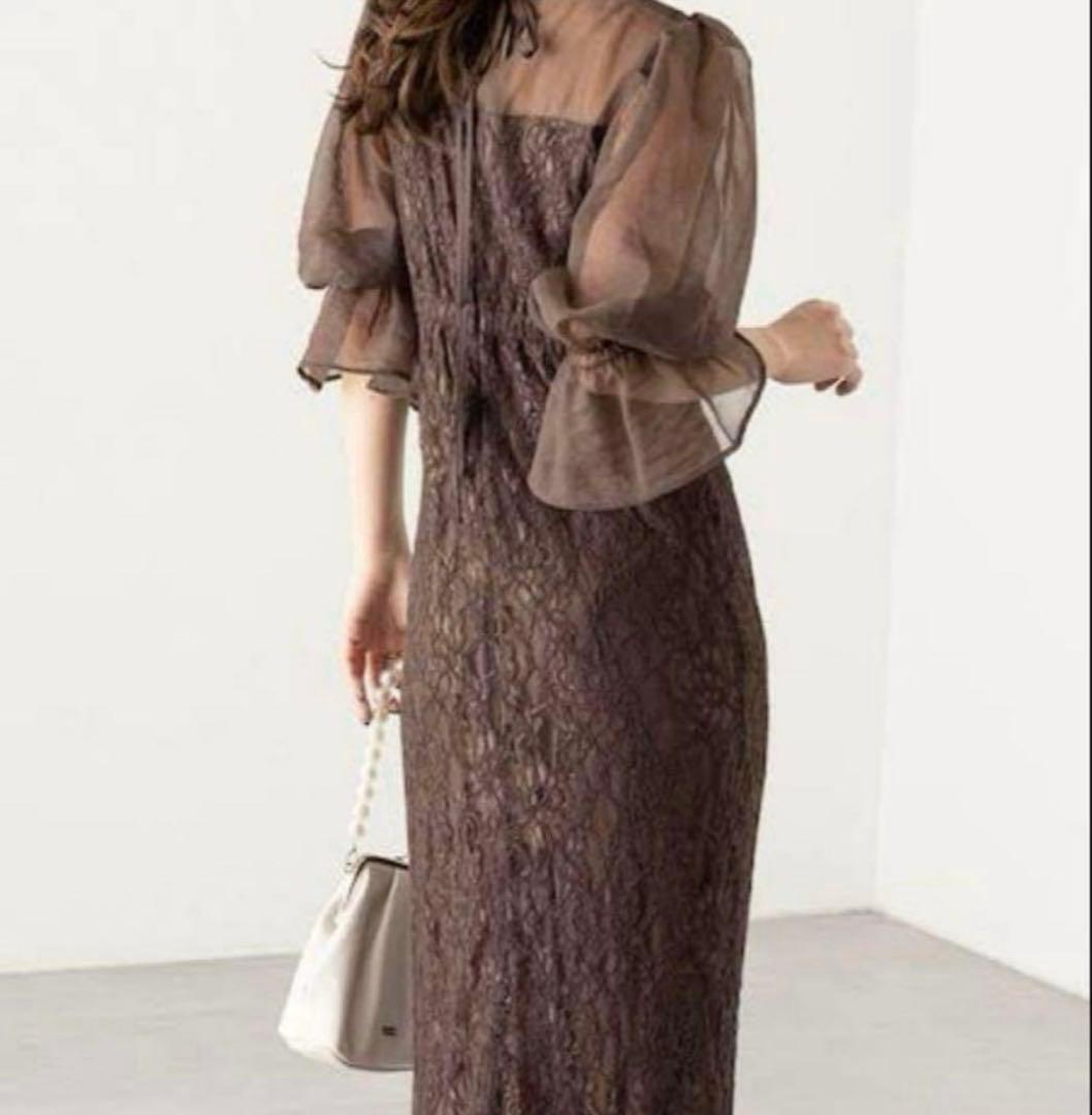 chico オケージョンドレス　Chico 配色シースルータイトロングドレス