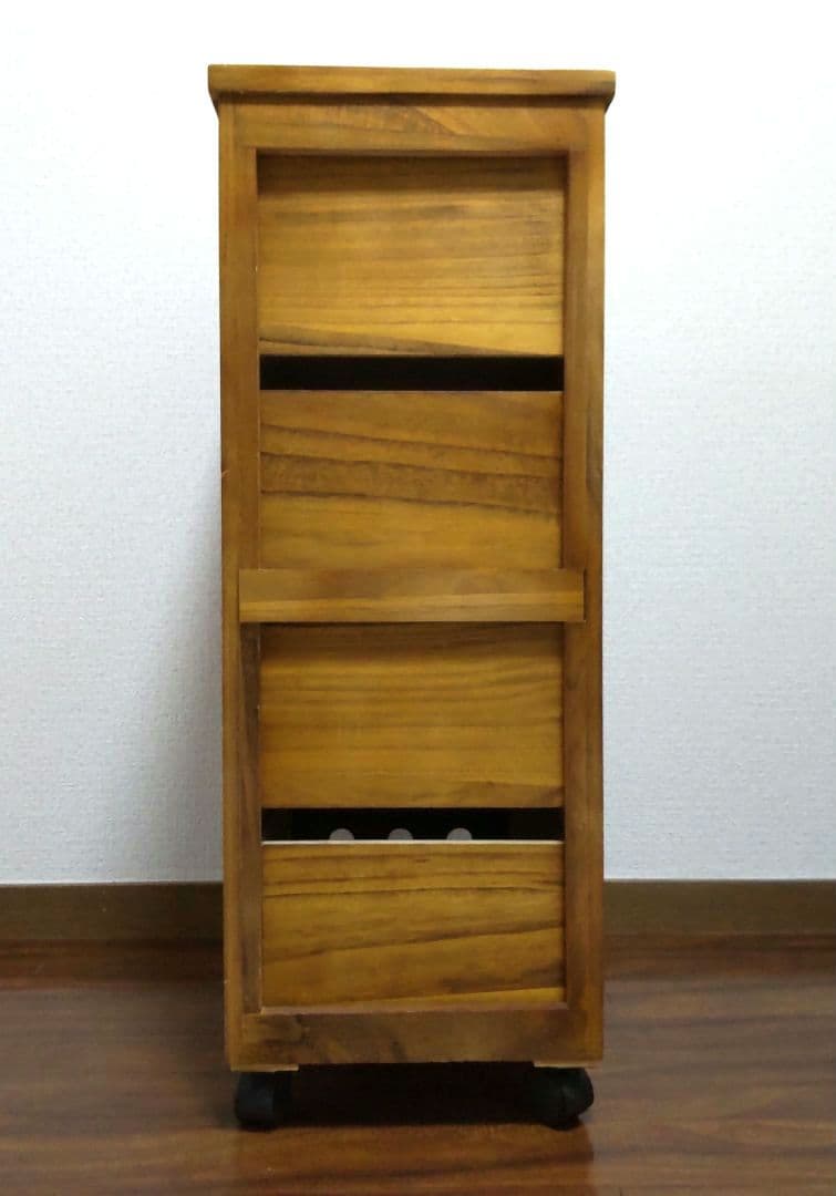 山善　木製キッチンワゴン 4段引き出し　キャスター付　ストッカー YAMAZEN