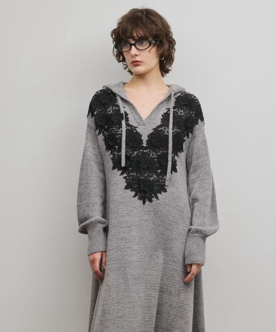 グレースコンチネンタル　ケミカルレースニットワンピース