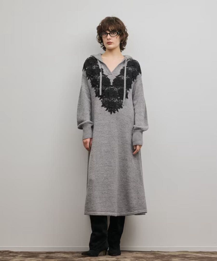 グレースコンチネンタル　ケミカルレースニットワンピース