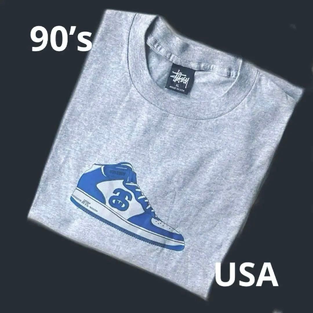 ゆ*ー様 OLD STUSSY 紺タグ ロンT SS リンクUSA製 XL グレ