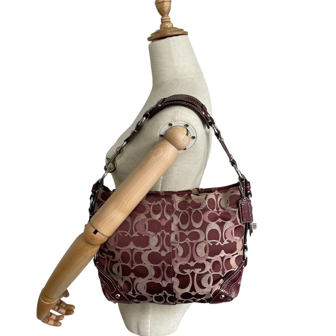 良品✨コーチ ワンショルダーバッグ キャンバス×レザー 肩掛け ターンロック