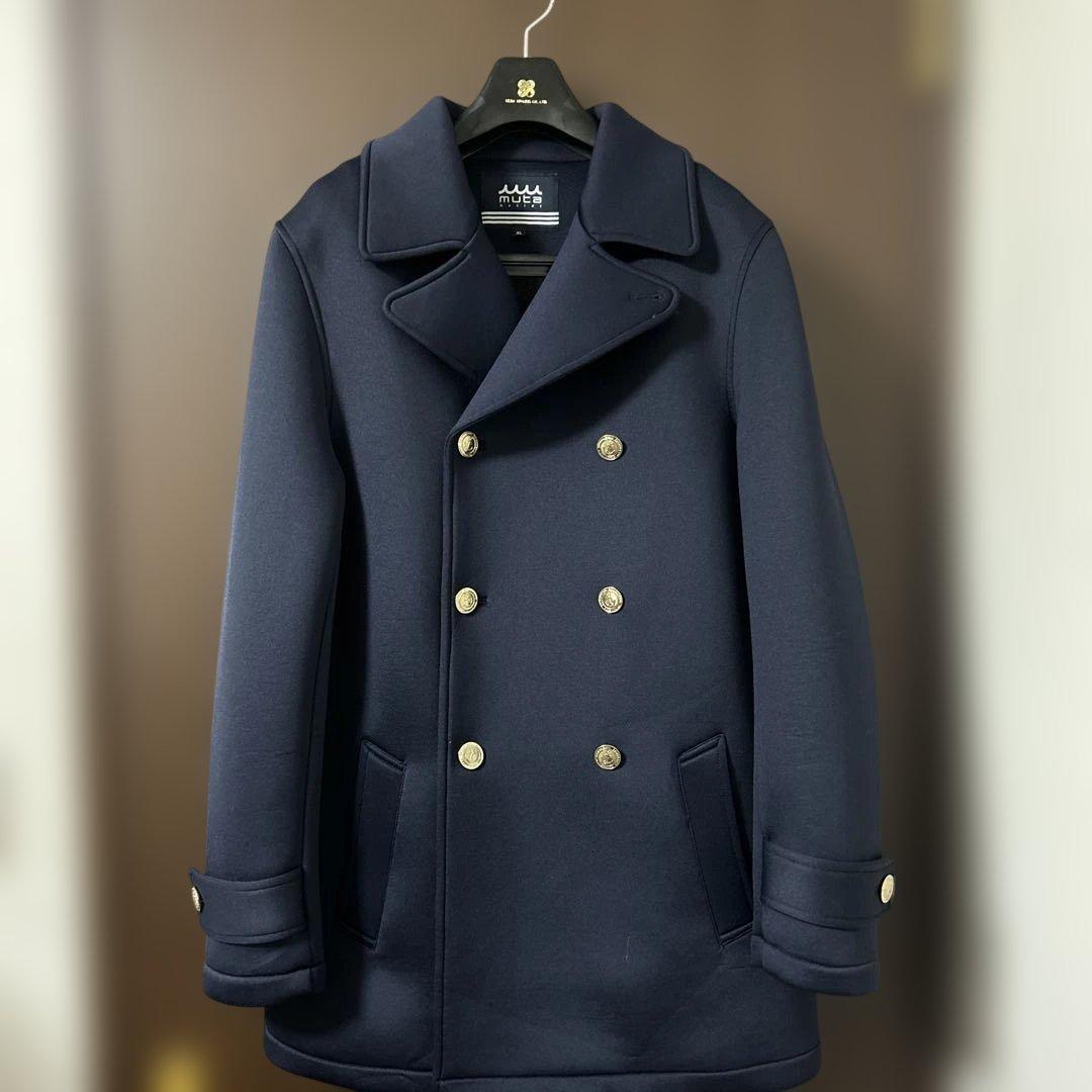 【未使用】muta ボンディングPコート ダブルコート 　ネイビー XL