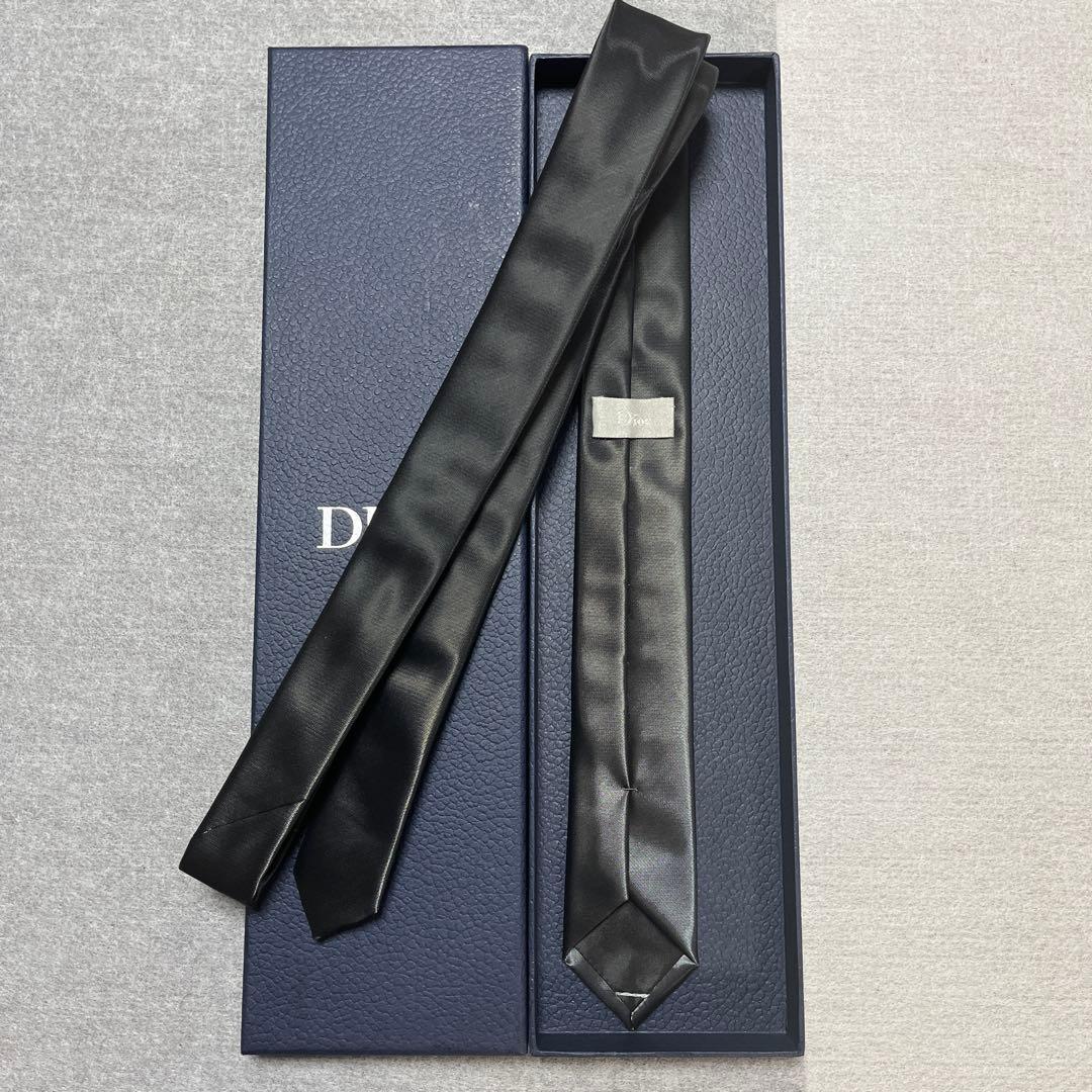 極美品　ディオールオム　ネクタイ　グレー　ソリッド　ナロータイ