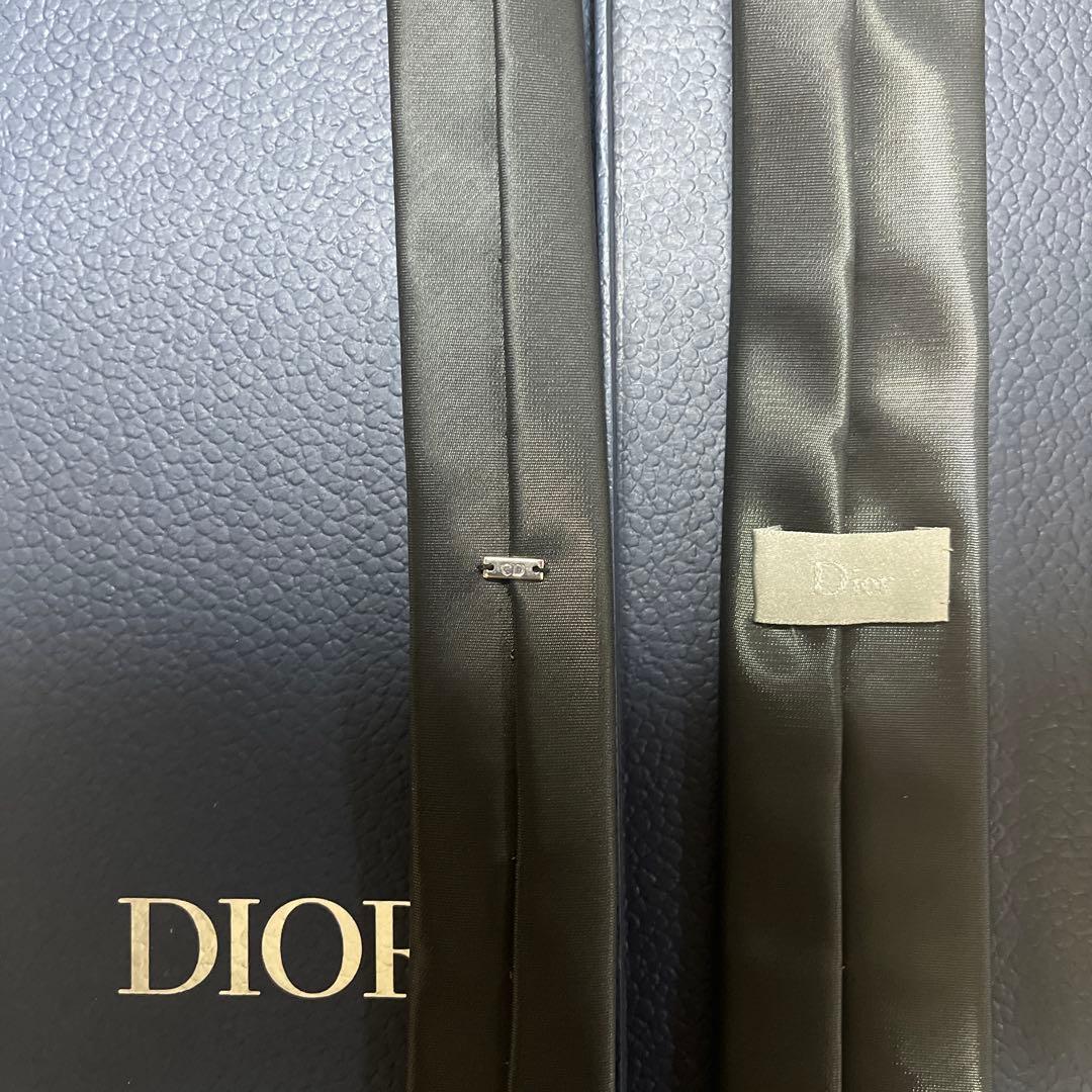 極美品　ディオールオム　ネクタイ　グレー　ソリッド　ナロータイ