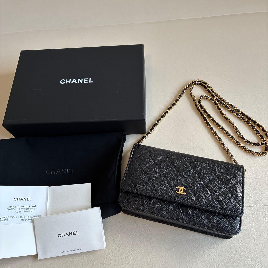マンチェスター様美品⭐︎CHANELシャネル　チェーンウォレット　キャビアスキン