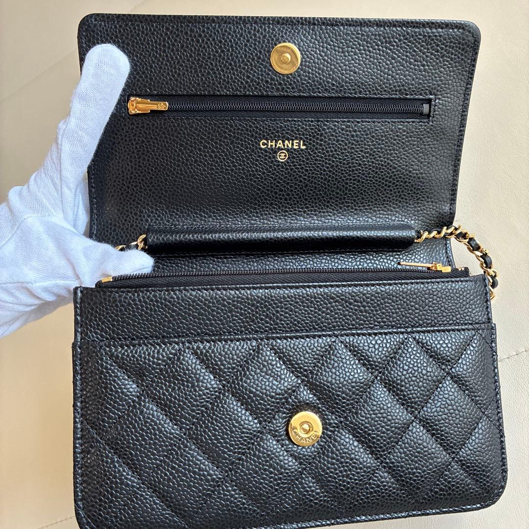 マンチェスター様美品⭐︎CHANELシャネル　チェーンウォレット　キャビアスキン