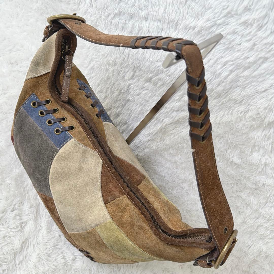 希少✨ COACH スエード レザー パッチワーク ショルダー バッグ 肩掛け