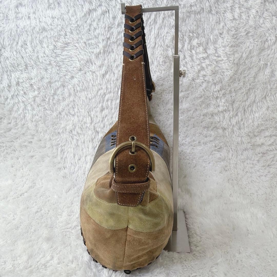 希少✨ COACH スエード レザー パッチワーク ショルダー バッグ 肩掛け