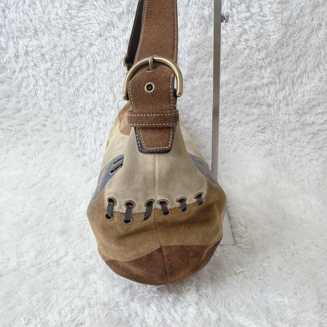 希少✨ COACH スエード レザー パッチワーク ショルダー バッグ 肩掛け