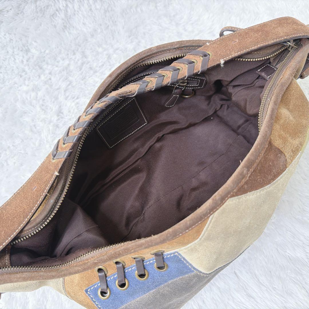 希少✨ COACH スエード レザー パッチワーク ショルダー バッグ 肩掛け