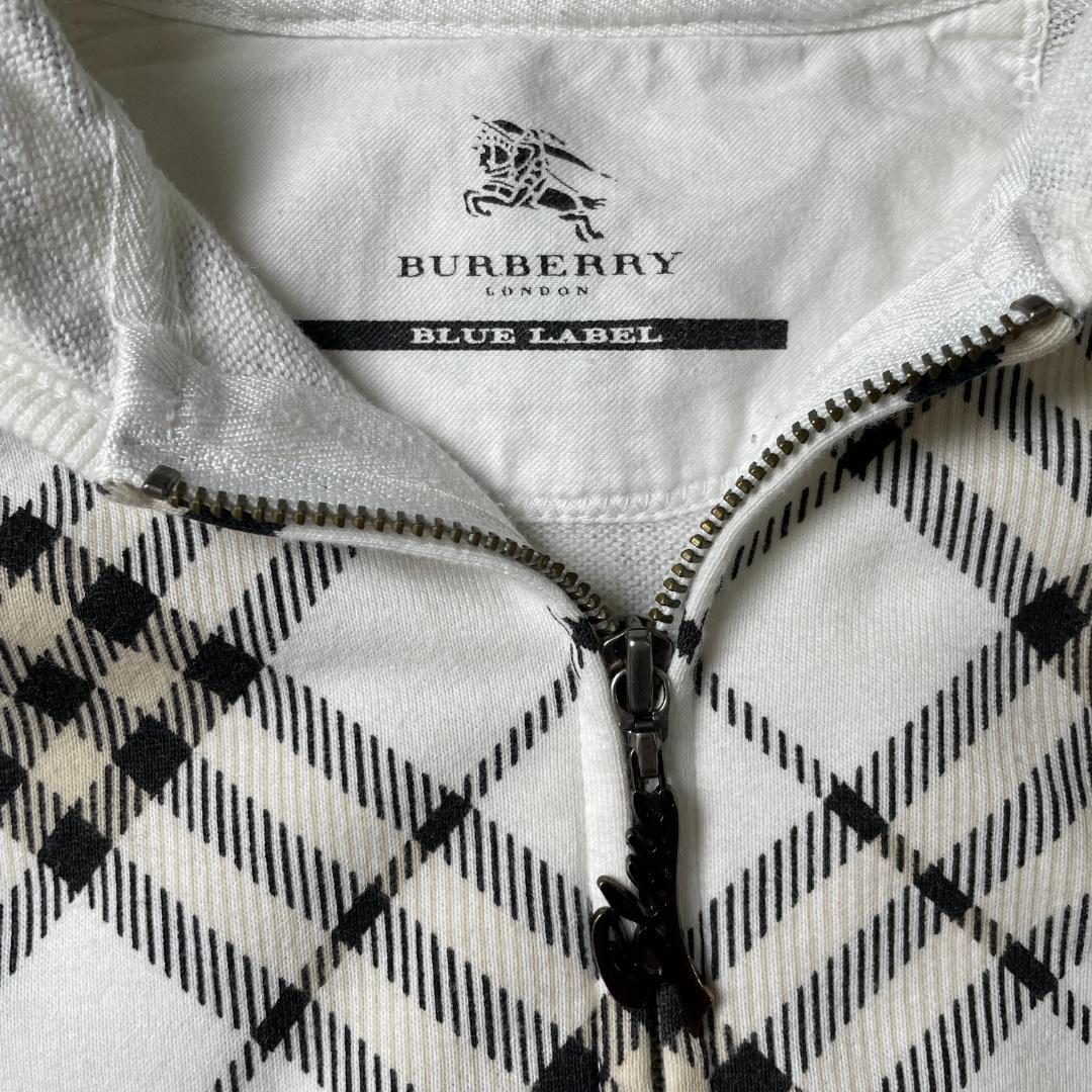 バーバリーブルーレーベル ノバチェック ジップパーカー 日本製 白
