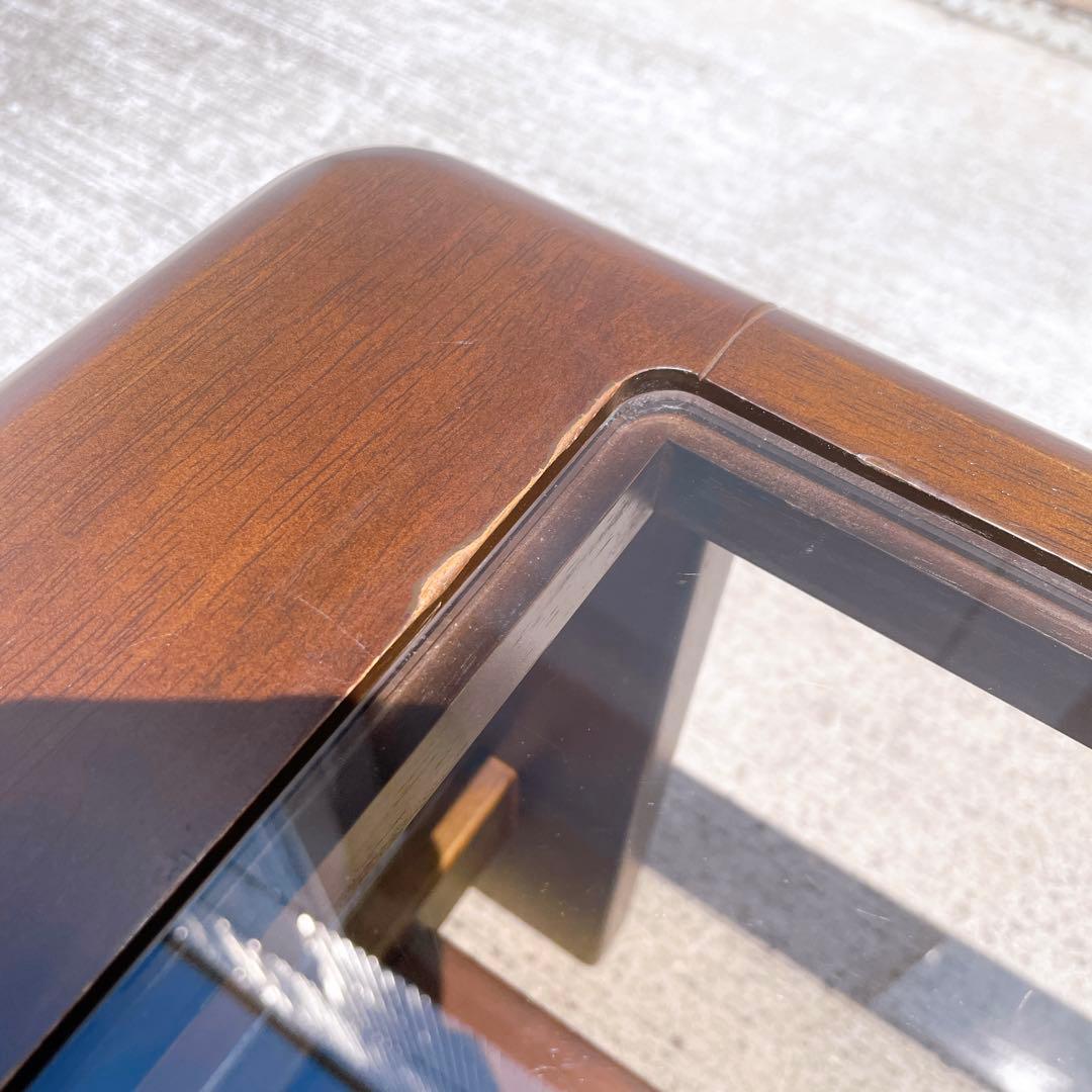 【送料込】maruni マルニ木工 レトロ ガラス天板 ローテーブル