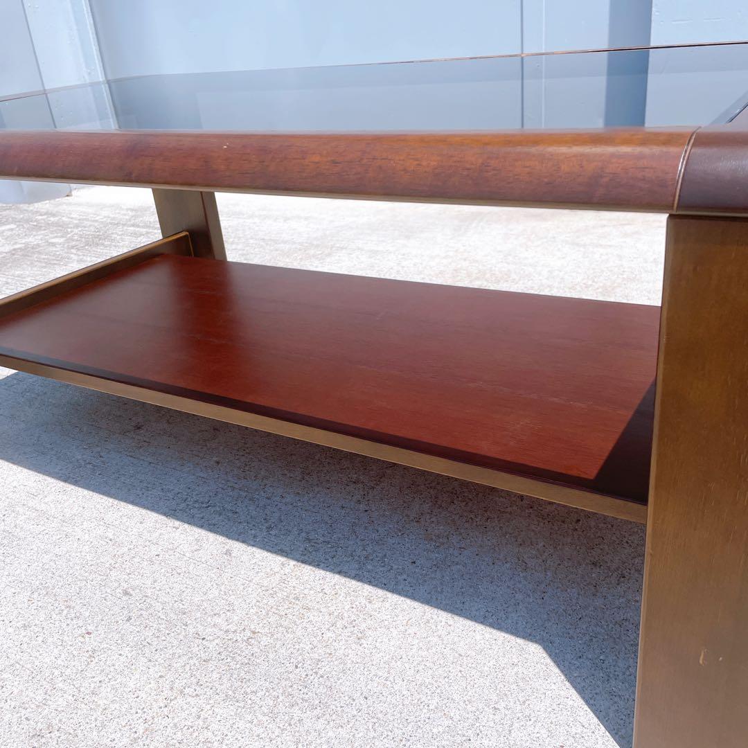 【送料込】maruni マルニ木工 レトロ ガラス天板 ローテーブル