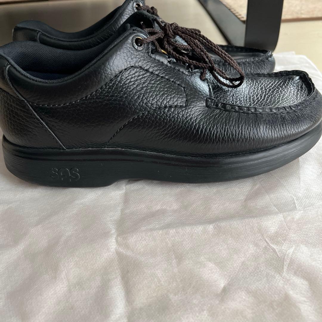 SASエスエーエス　レザー シューズ スニーカー黒 ブラック靴BOUT TIME