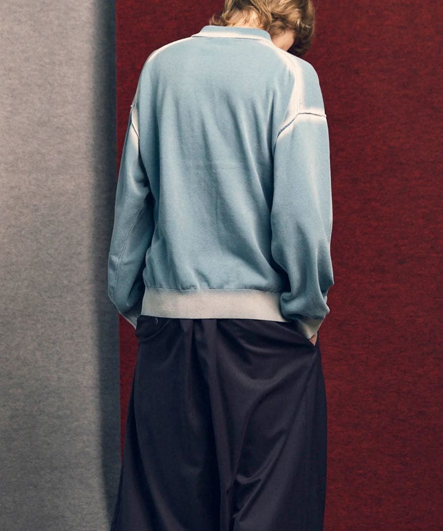 新品　MAISON SPECIAL 長袖ポロシャツ　ブリーチ　1 ライトブルー