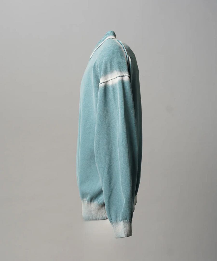 新品　MAISON SPECIAL 長袖ポロシャツ　ブリーチ　1 ライトブルー