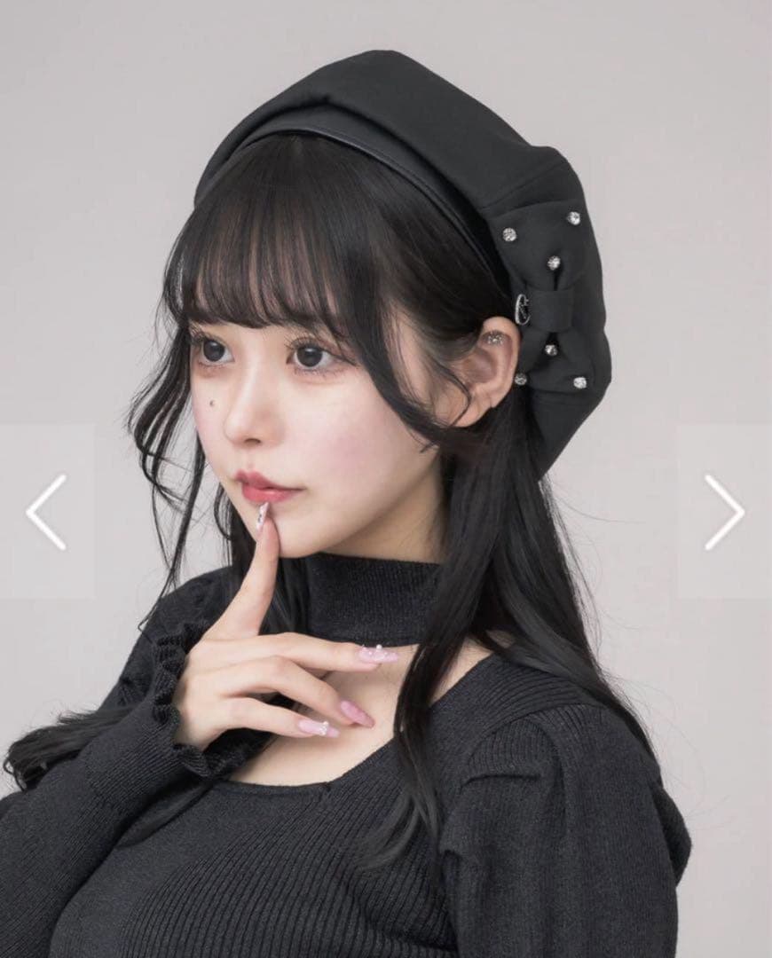 ‪‪❤︎‬ pium ビジューリボンベレー ブラック ‪‪❤︎‬