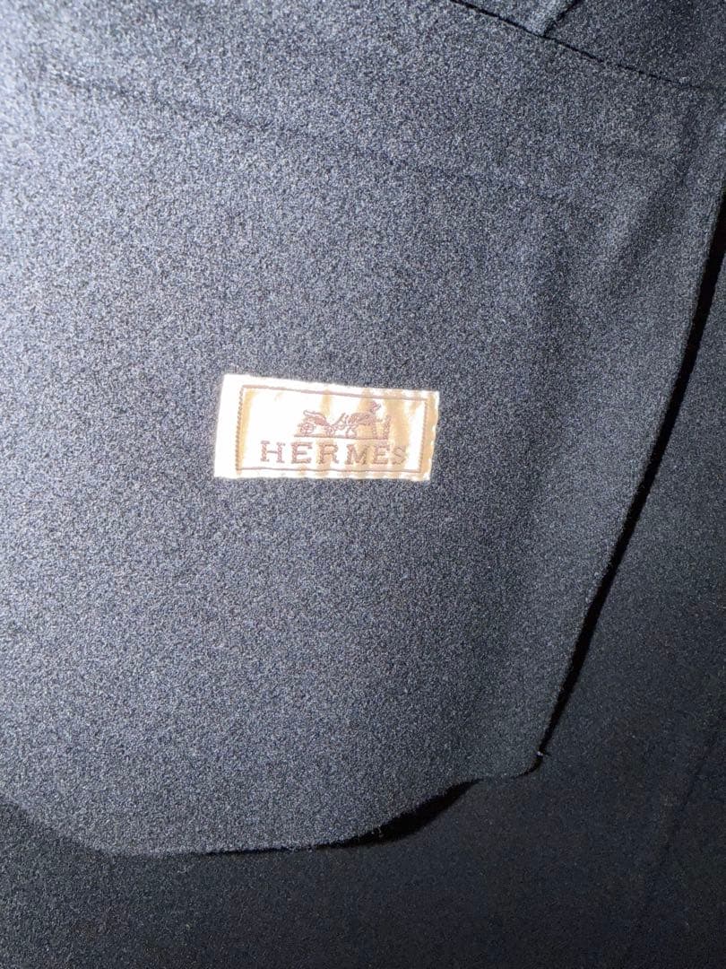 エルメス　ダブルフェイスネイビー チェスターコート