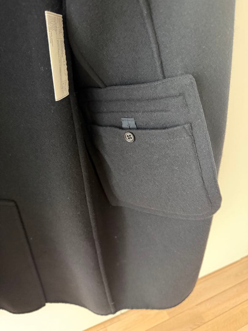 エルメス　ダブルフェイスネイビー チェスターコート