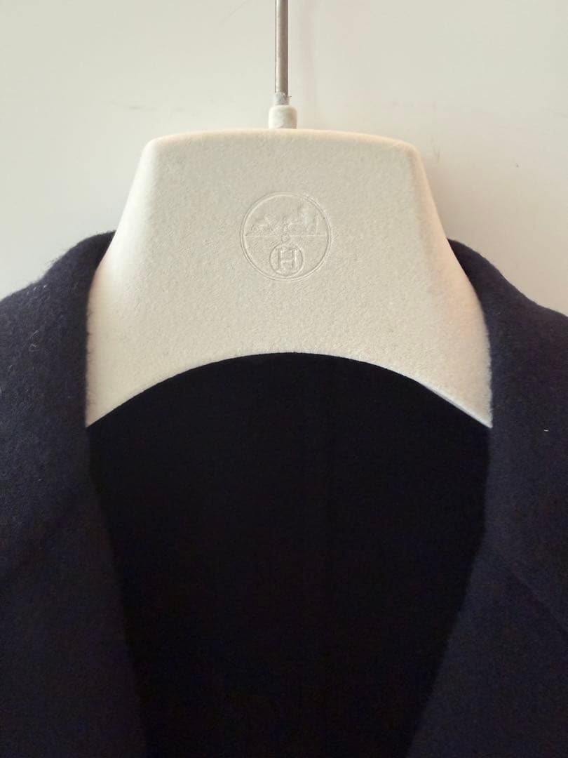 エルメス　ダブルフェイスネイビー チェスターコート