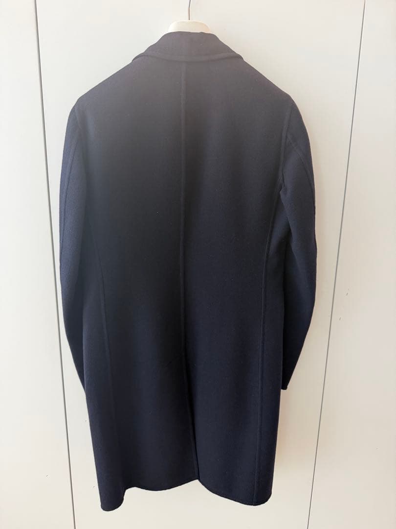 エルメス　ダブルフェイスネイビー チェスターコート