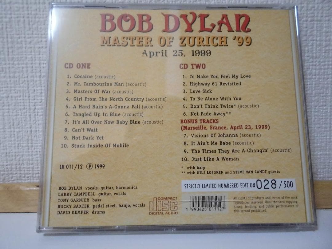 ボブ・ディラン　Master Of Zurich '99 　(2CD)