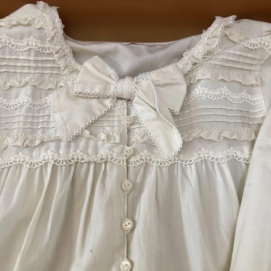 クララPINKHOUSEフリルリボン付きホワイトロングワンピース