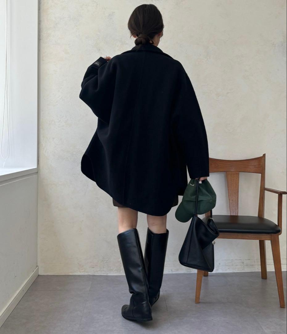 DOUDOU 新品ダブルフェイスドルマンコート　ブラック