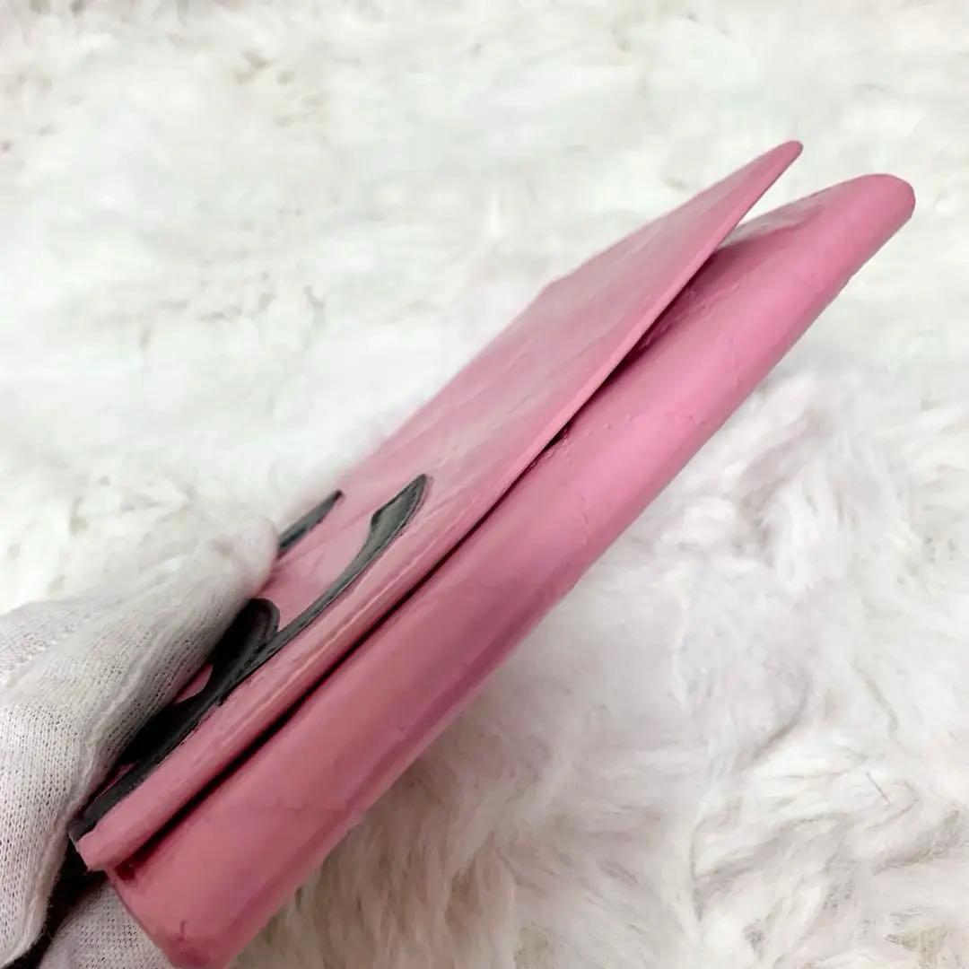 CHANEL　シャネル　二つ折り財布　カンボンライン　ピンク　Ｇカード