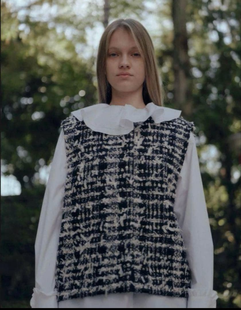 OHGA ツイードベスト　ネイビー　ジレTWEED VEST