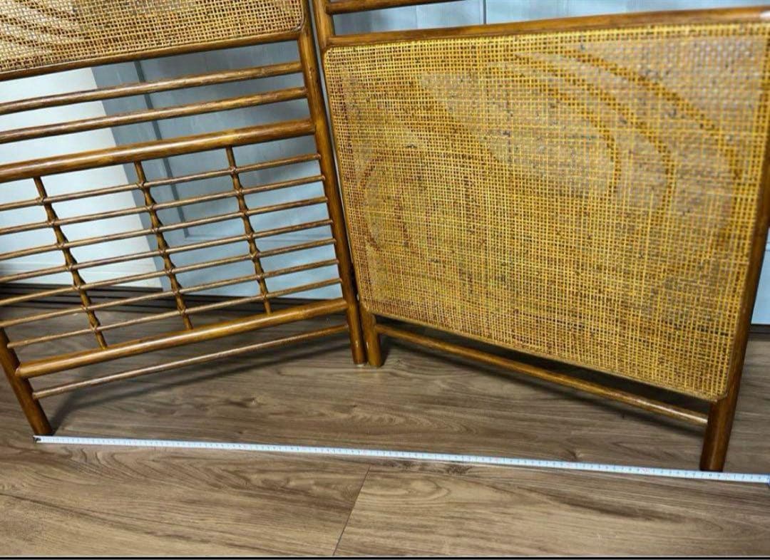 折りたたみパーテーション 昭和レトロ 間仕切り 和風 木製 衝立　ラタン　籐