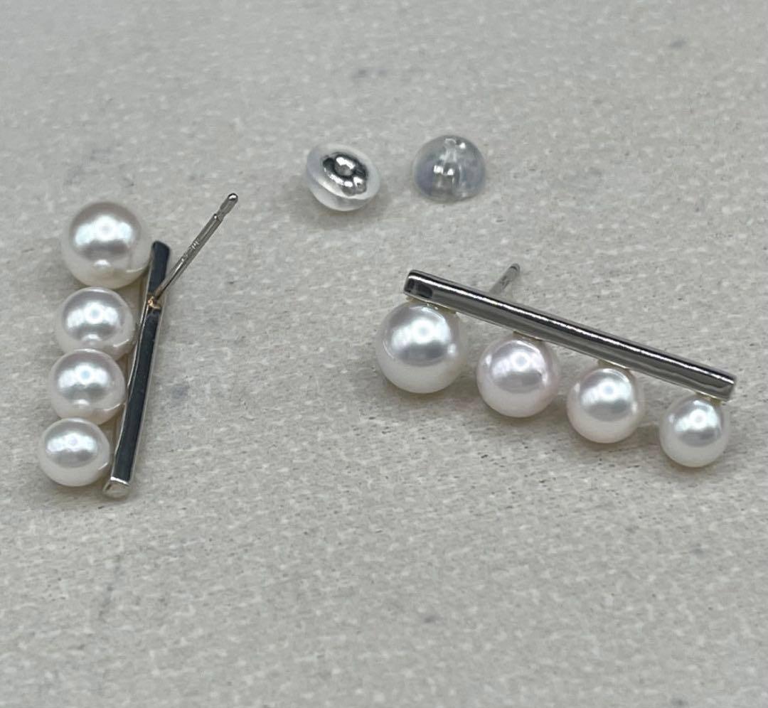 専用JA207★高級 あこや真珠3.9mm〜5.5mm プラチナ ピアス 鑑付