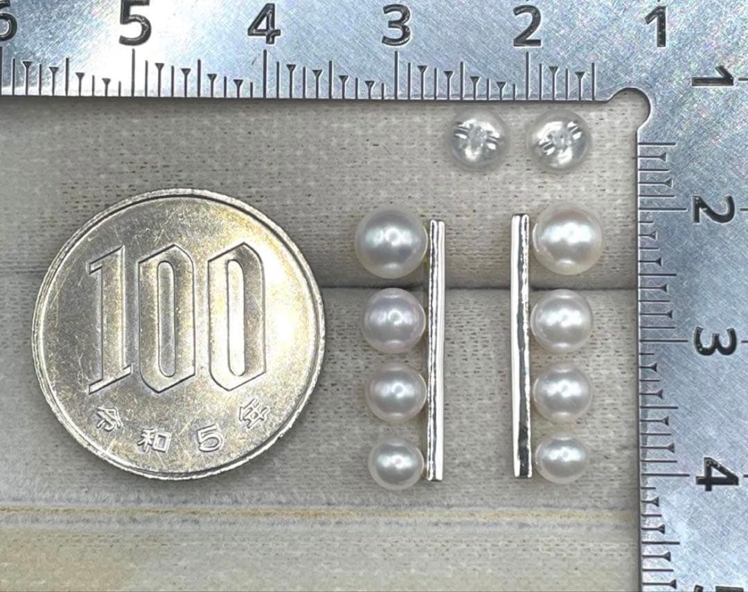 専用JA207★高級 あこや真珠3.9mm〜5.5mm プラチナ ピアス 鑑付