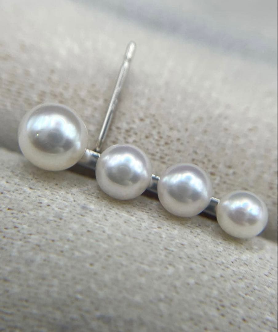 専用JA207★高級 あこや真珠3.9mm〜5.5mm プラチナ ピアス 鑑付