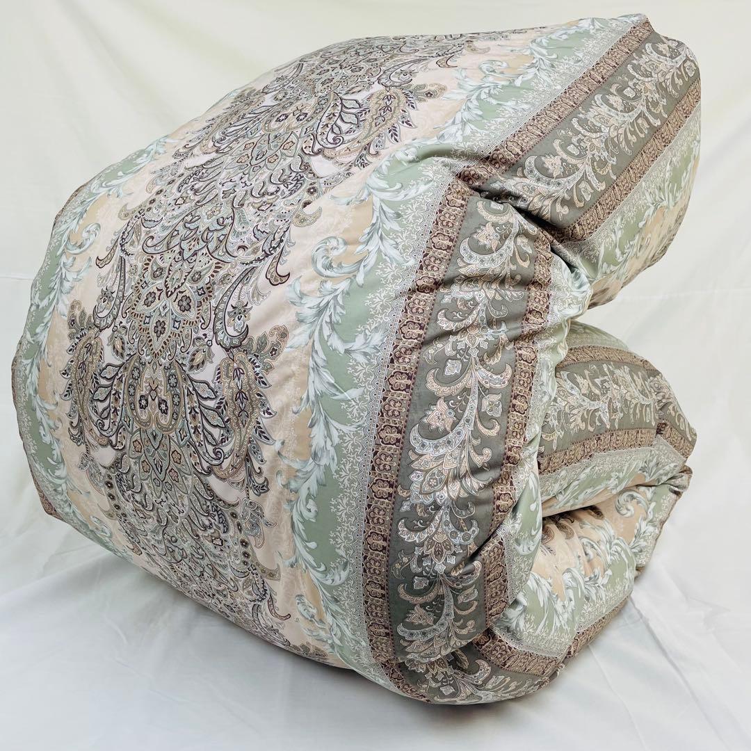 羽毛布団 シングル 増量 抗菌防臭羽毛 ピンクグリーン 日本製　特別価格