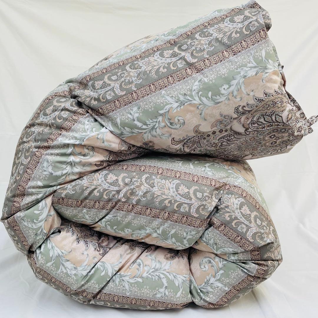 羽毛布団 シングル 増量 抗菌防臭羽毛 ピンクグリーン 日本製　特別価格