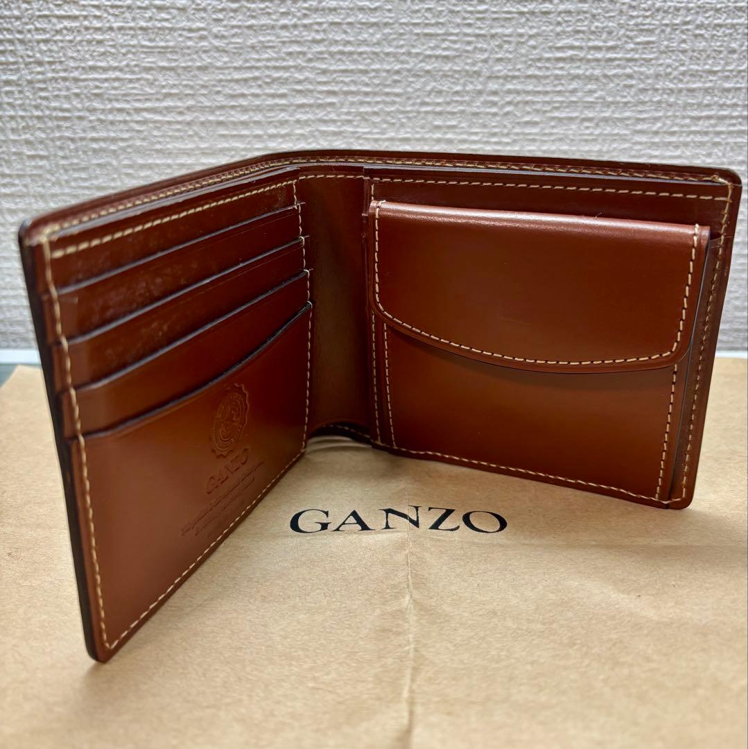 【GANZO】 ブライドルカジュアル)小銭入れ付き二つ折り財布 ヘーゼル