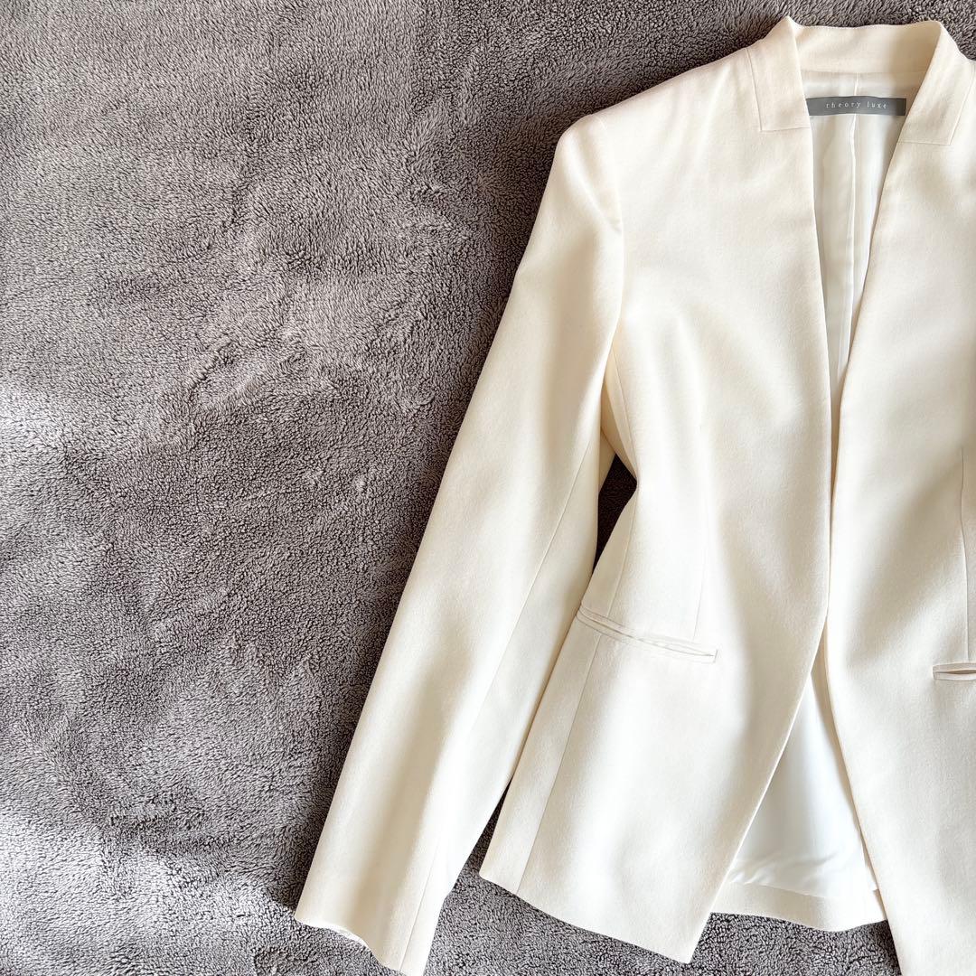 ✨美品✨theory luxe ウール ノーカラー ジャケット オフホワイト M