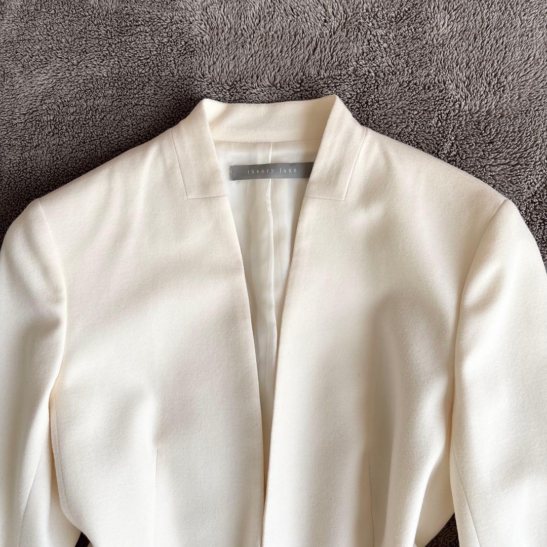 ✨美品✨theory luxe ウール ノーカラー ジャケット オフホワイト M