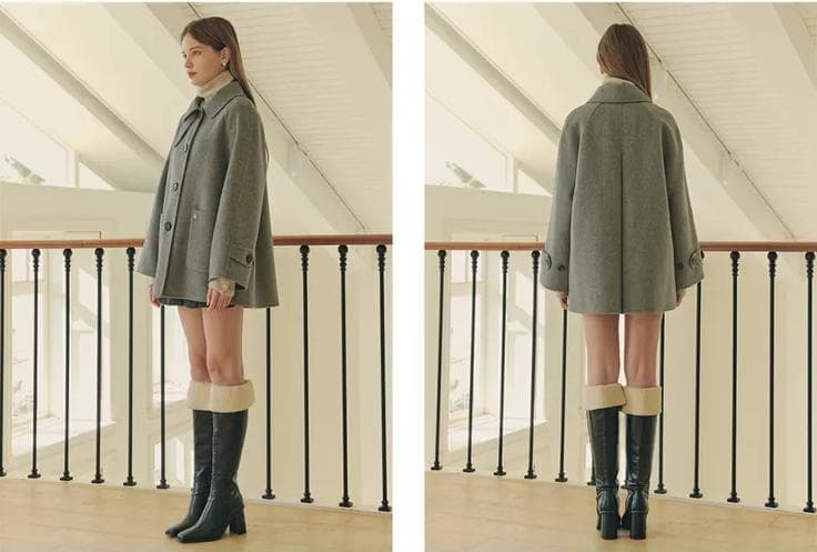 Aライン ウールコート 新品 グレー