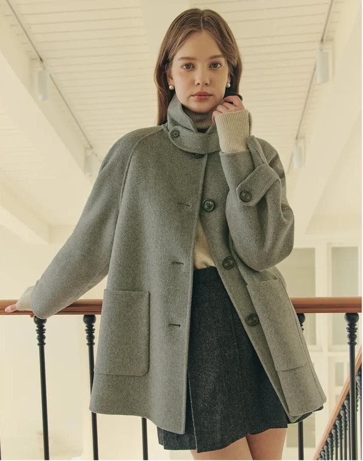 Aライン ウールコート 新品 グレー