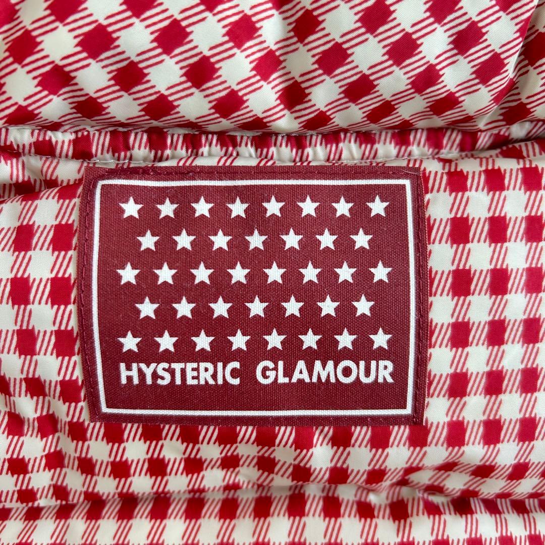 ヒステリックグラマー　ダウンベスト　クリーム　赤チェック　ヒスベア　総柄