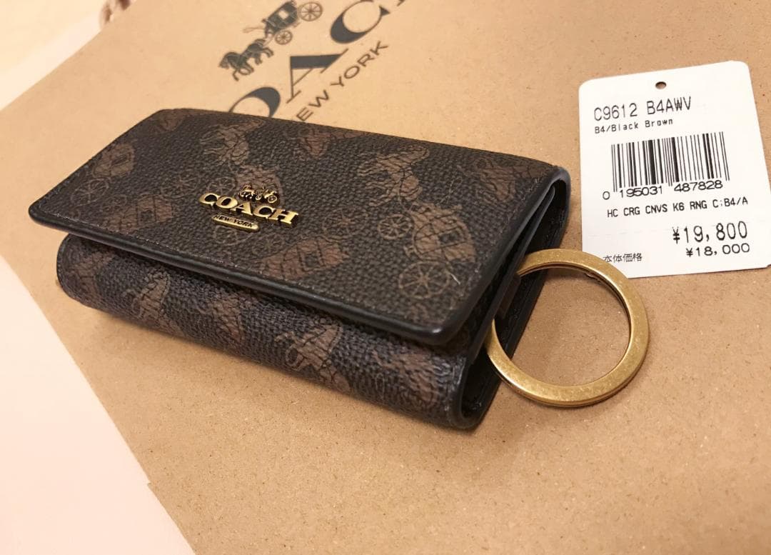 m 新品 coach 6 リング キー ケース ホース アンド キャリッジ